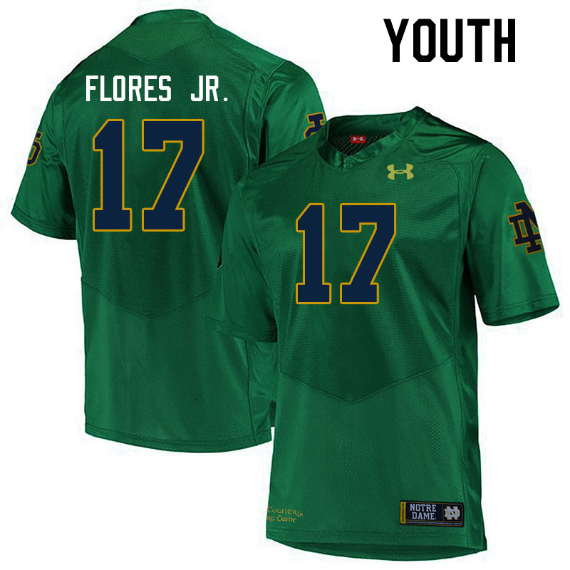 Youth #17 Rico Flores Jr. Notre Dame Fighting Irish College Football Jerseys Stitched-Green - Click Image to Close